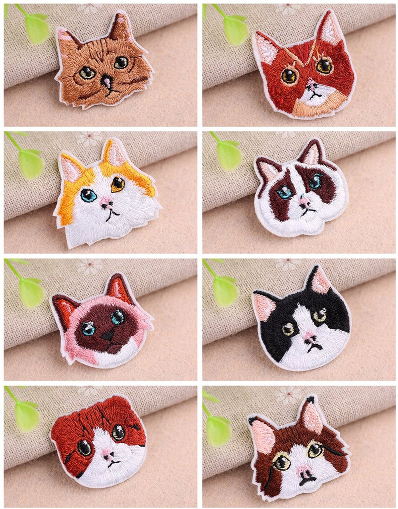 Zhiheng 17pcs Assorted Cute Kitten Mini Cats and Delicious Fish Sew Iron on Patches Embroidered Patches Appliques for DIY Motif Clothing Accessory Decoration - Image 5